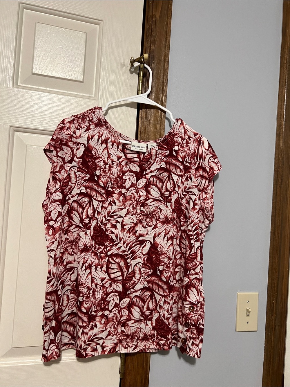 Rachel Zoe Burgundy and White Tropical Print Blouse